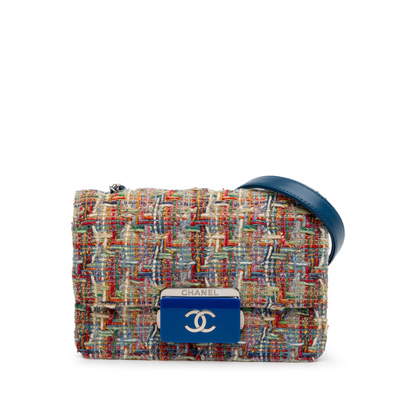 Pre-Loved Chanel Mini Quilted Tweed Beauty Lock Flap - Picture 1 of 12